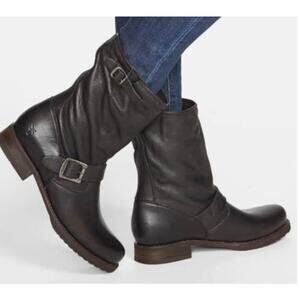 Frye Veronica Flex Short Moto Boots Womens 7 Leather Round Toe Classic‎ Timeless